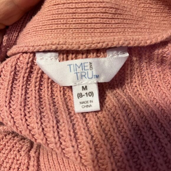 Time & Tru Medium Pink Cropped Sweater W/ Buttons - Picture 8 of 12